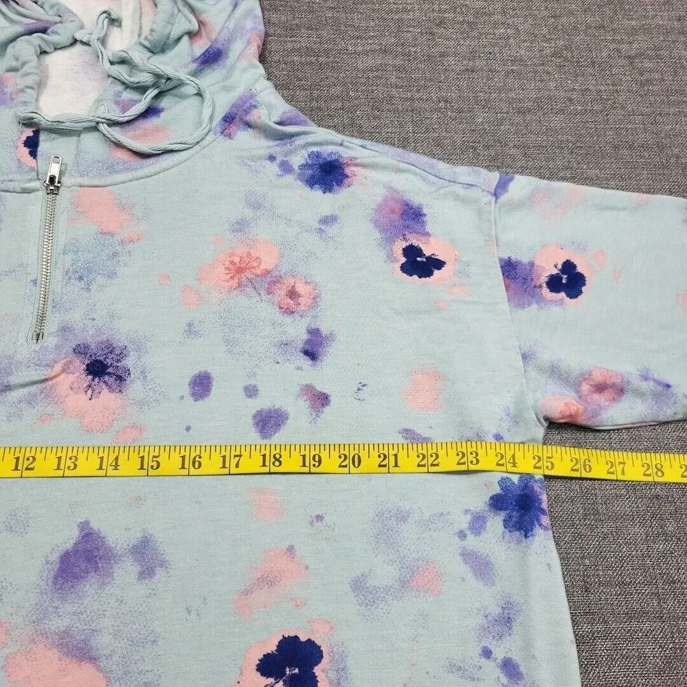 Candace Cameron Bure Malibu Lounge Half Zip Hoodie X-Large Sz Sage Tie Dye Top - Picture 2 of 11